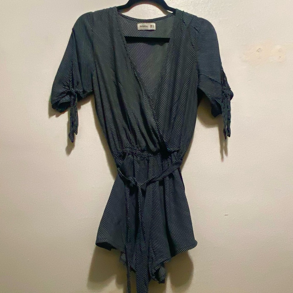 Faithfull the Brand Navy and White Striped Romper